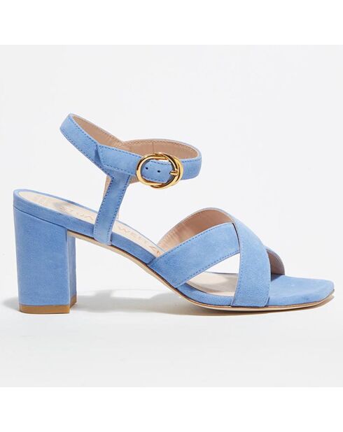 Sandales en Velours de Cuir Analeigh bleu ciel - Talon 7 cm